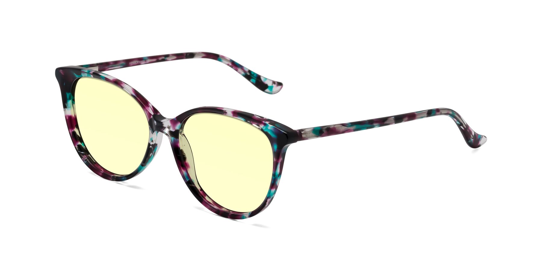 Angle of Maria in Floral Tortoise with Light Yellow Tinted Lenses