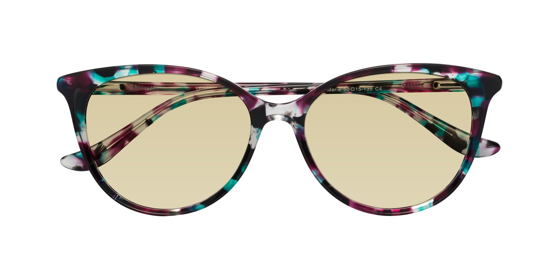 Folded Front of Maria in Floral Tortoise with Light Champagne Tinted Lenses