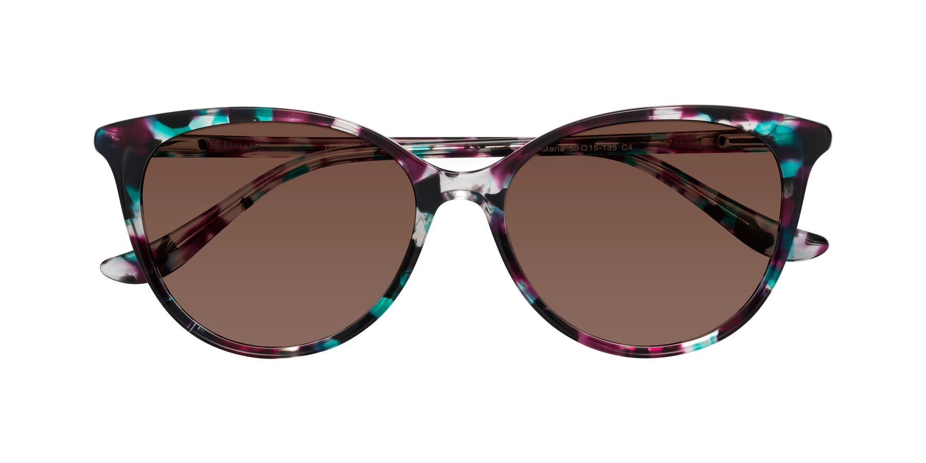 Folded Front of Maria in Floral Tortoise with Brown Tinted Lenses