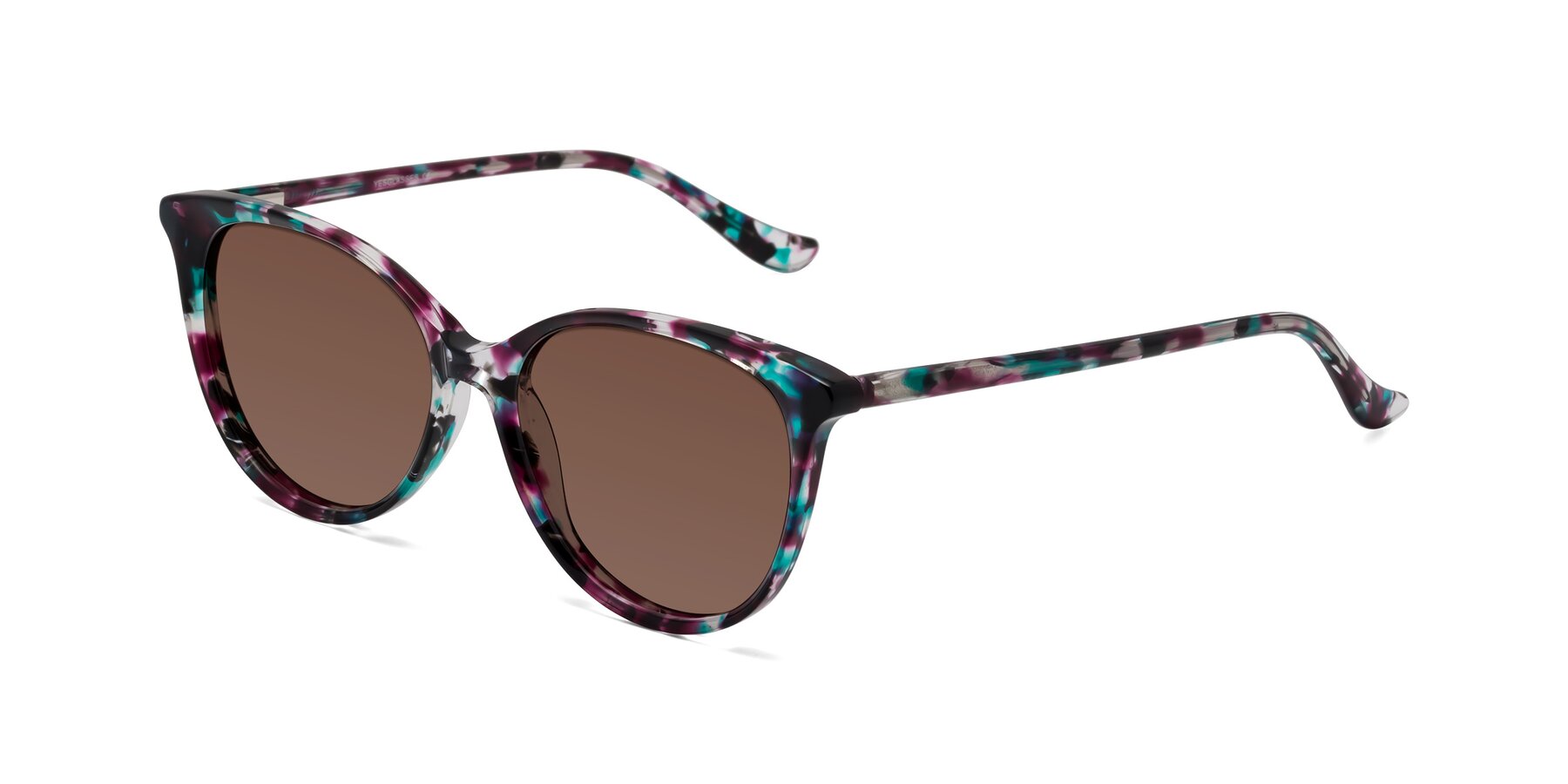 Angle of Maria in Floral Tortoise with Brown Tinted Lenses