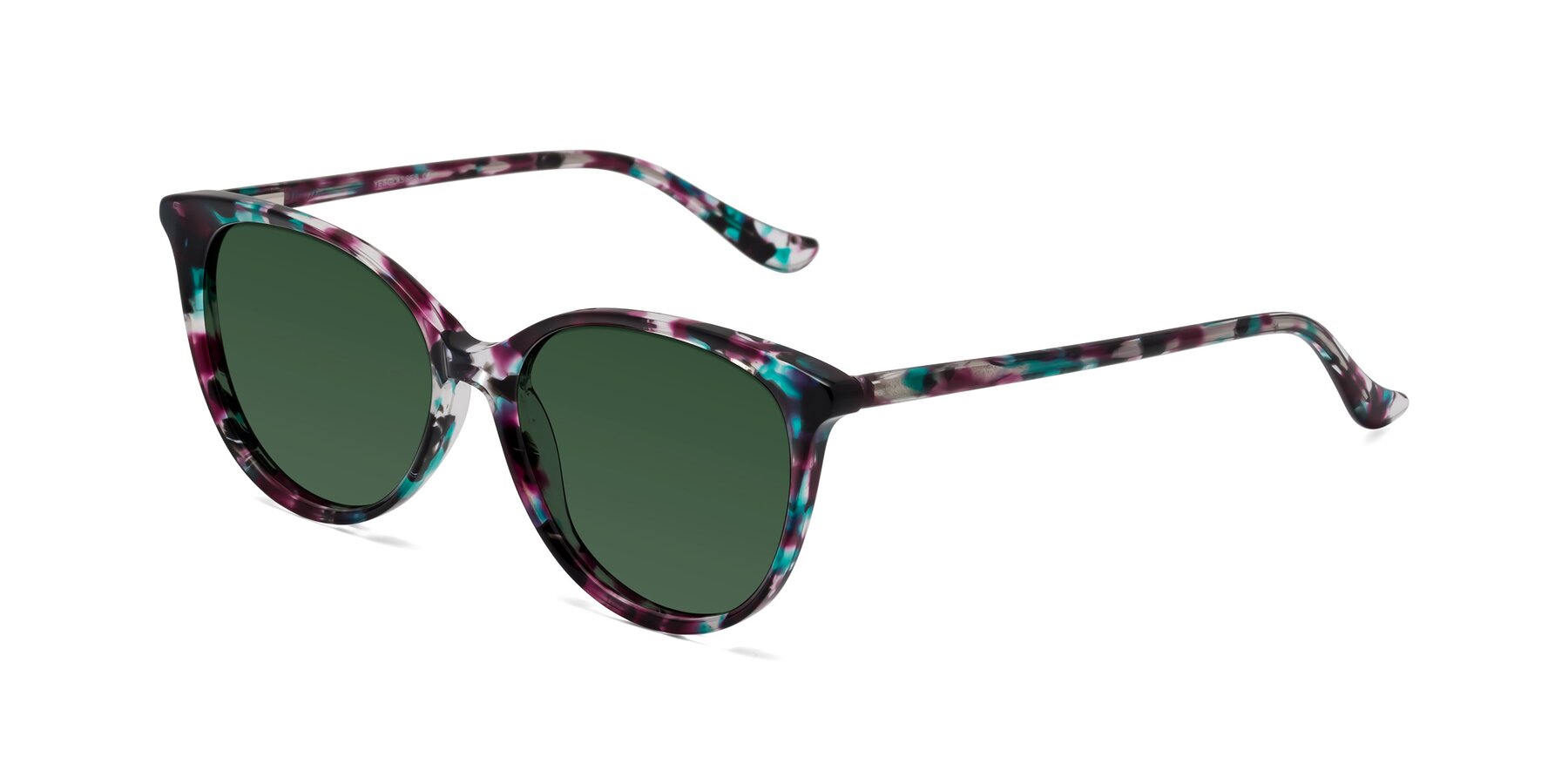 Angle of Maria in Floral Tortoise with Green Tinted Lenses