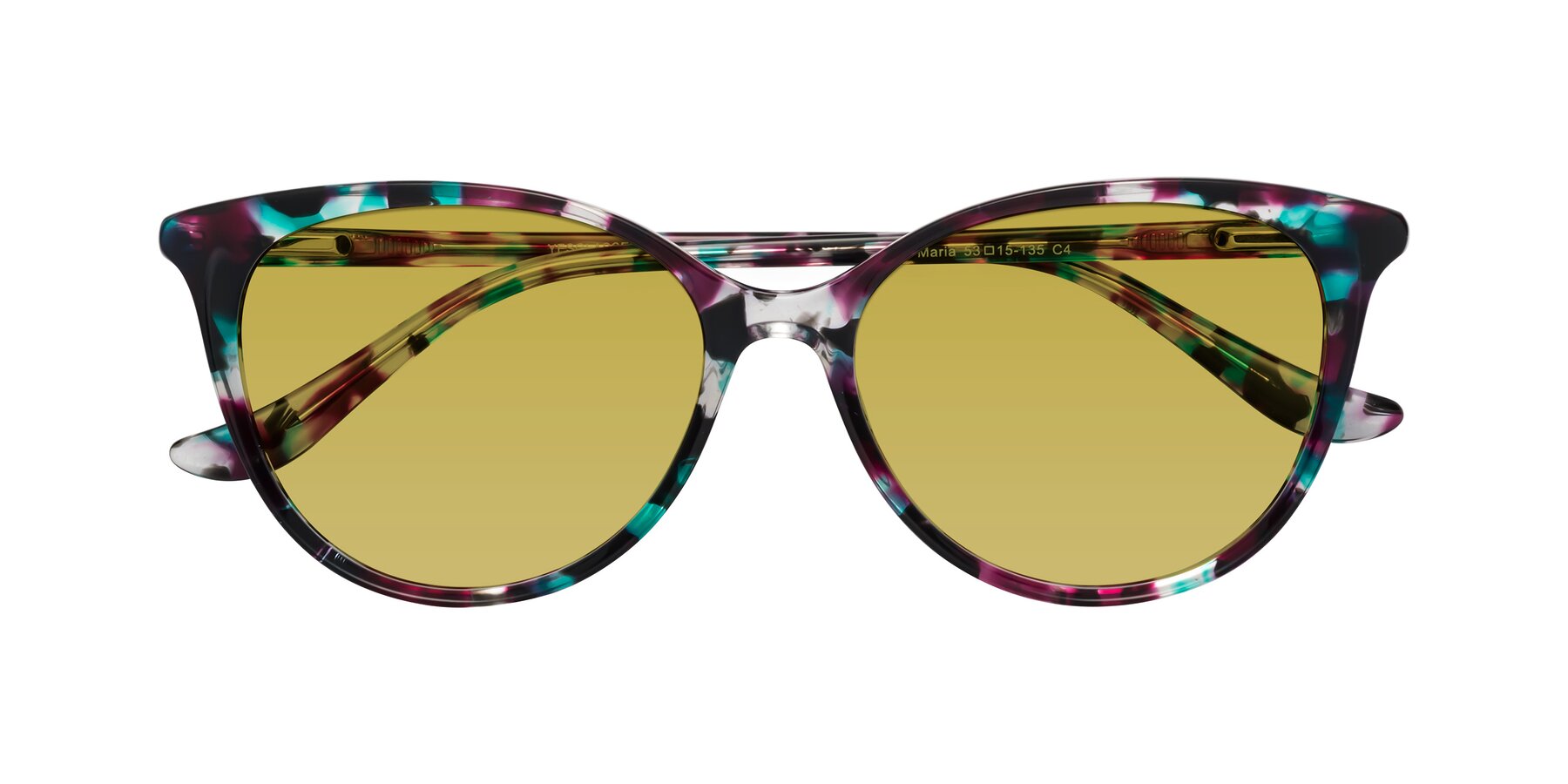 Folded Front of Maria in Floral Tortoise with Champagne Tinted Lenses