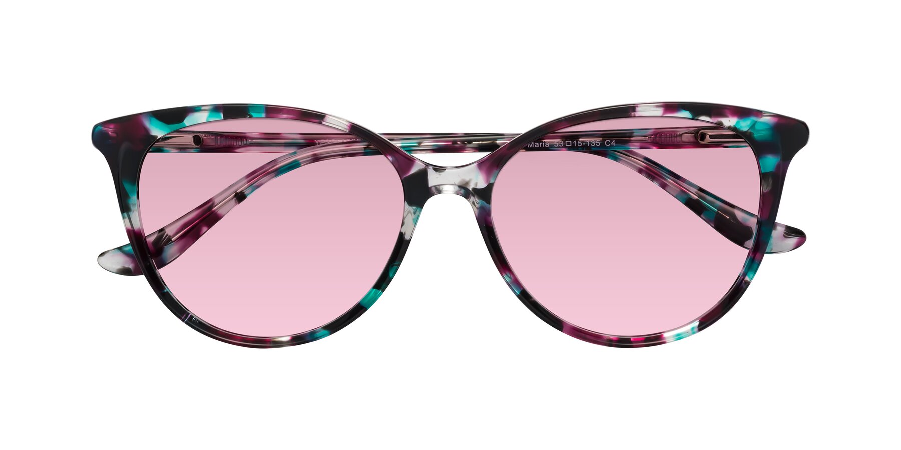 Folded Front of Maria in Floral Tortoise with Light Wine Tinted Lenses