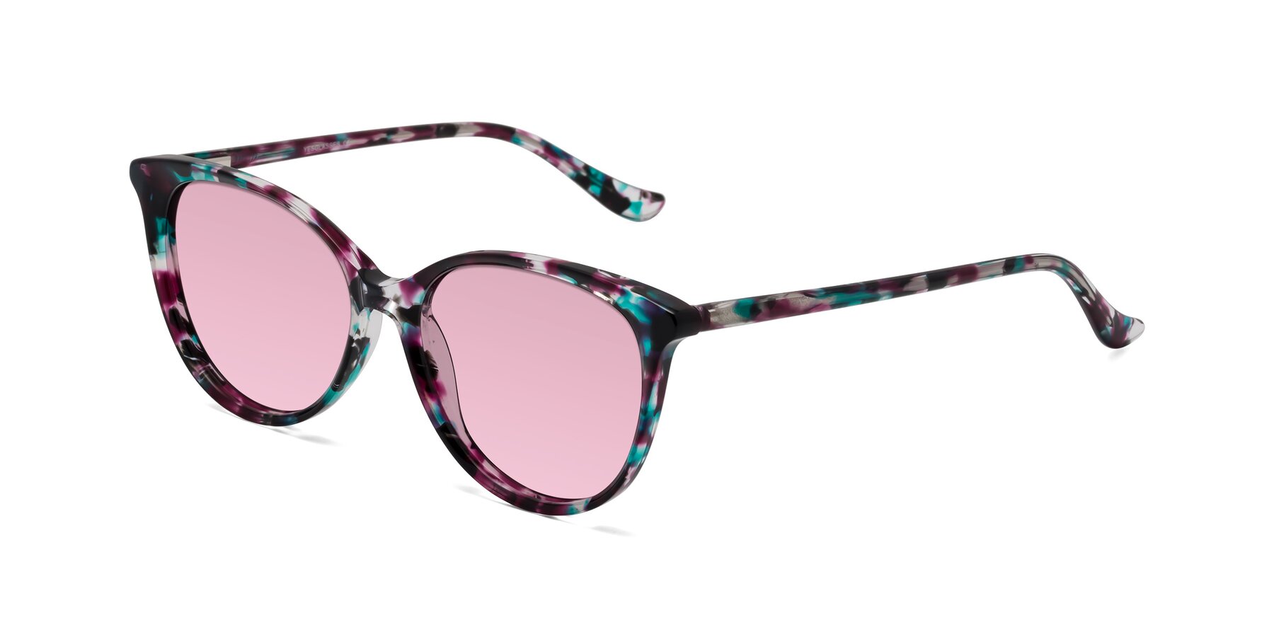 Angle of Maria in Floral Tortoise with Light Wine Tinted Lenses