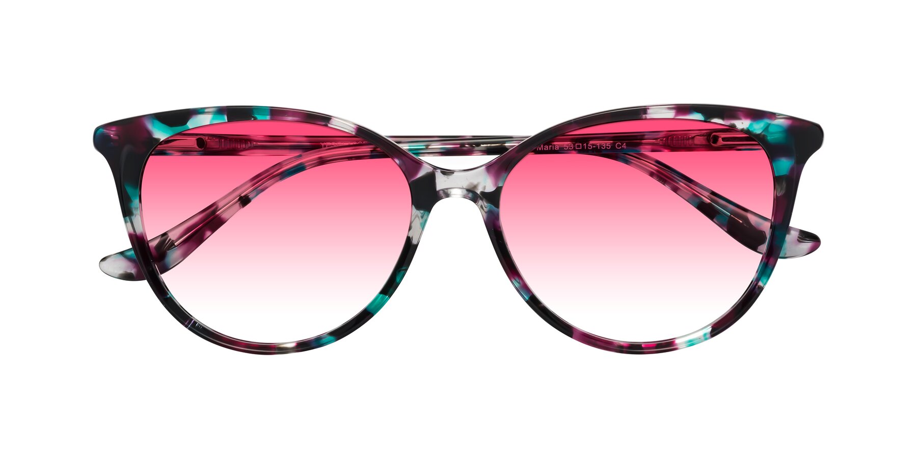 Folded Front of Maria in Floral Tortoise with Pink Gradient Lenses