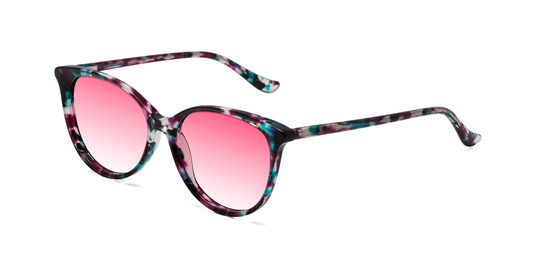 Angle of Maria in Floral Tortoise with Pink Gradient Lenses