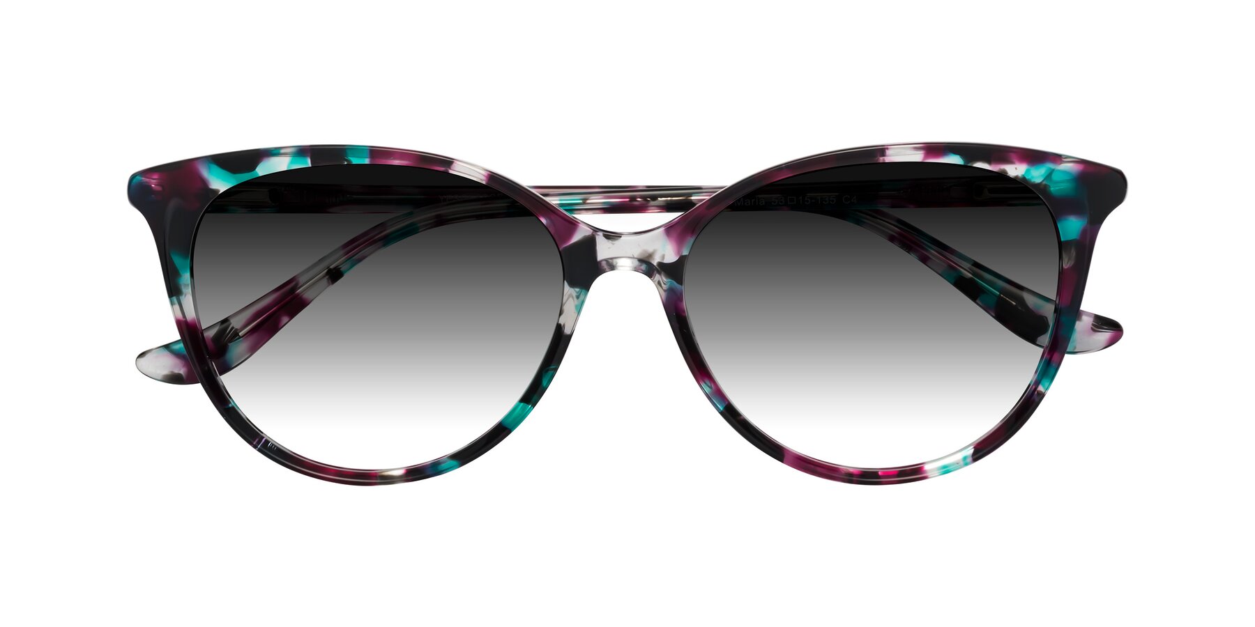 Folded Front of Maria in Floral Tortoise with Gray Gradient Lenses