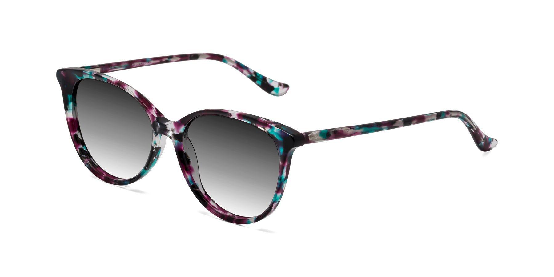 Angle of Maria in Floral Tortoise with Gray Gradient Lenses