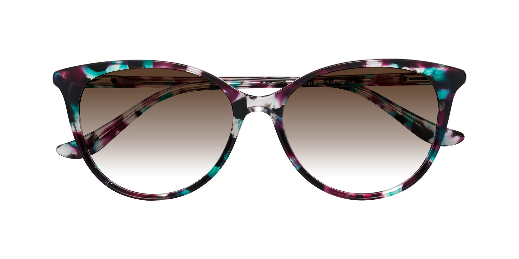 Folded Front of Maria in Floral Tortoise with Brown Gradient Lenses