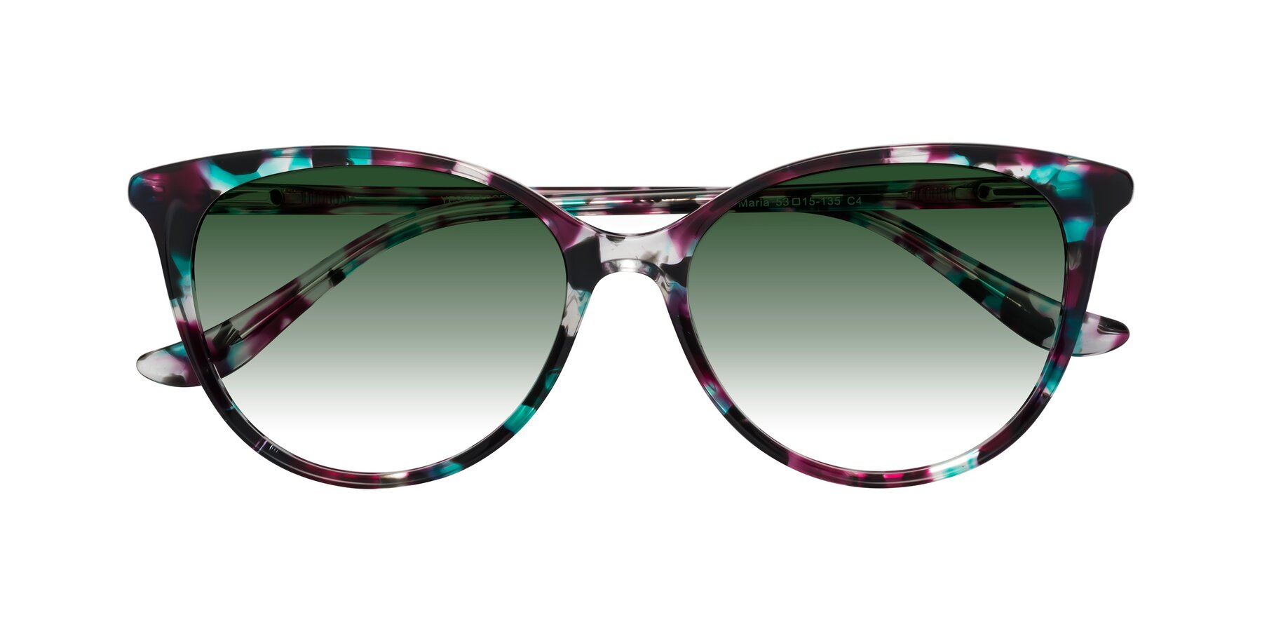 Folded Front of Maria in Floral Tortoise with Green Gradient Lenses