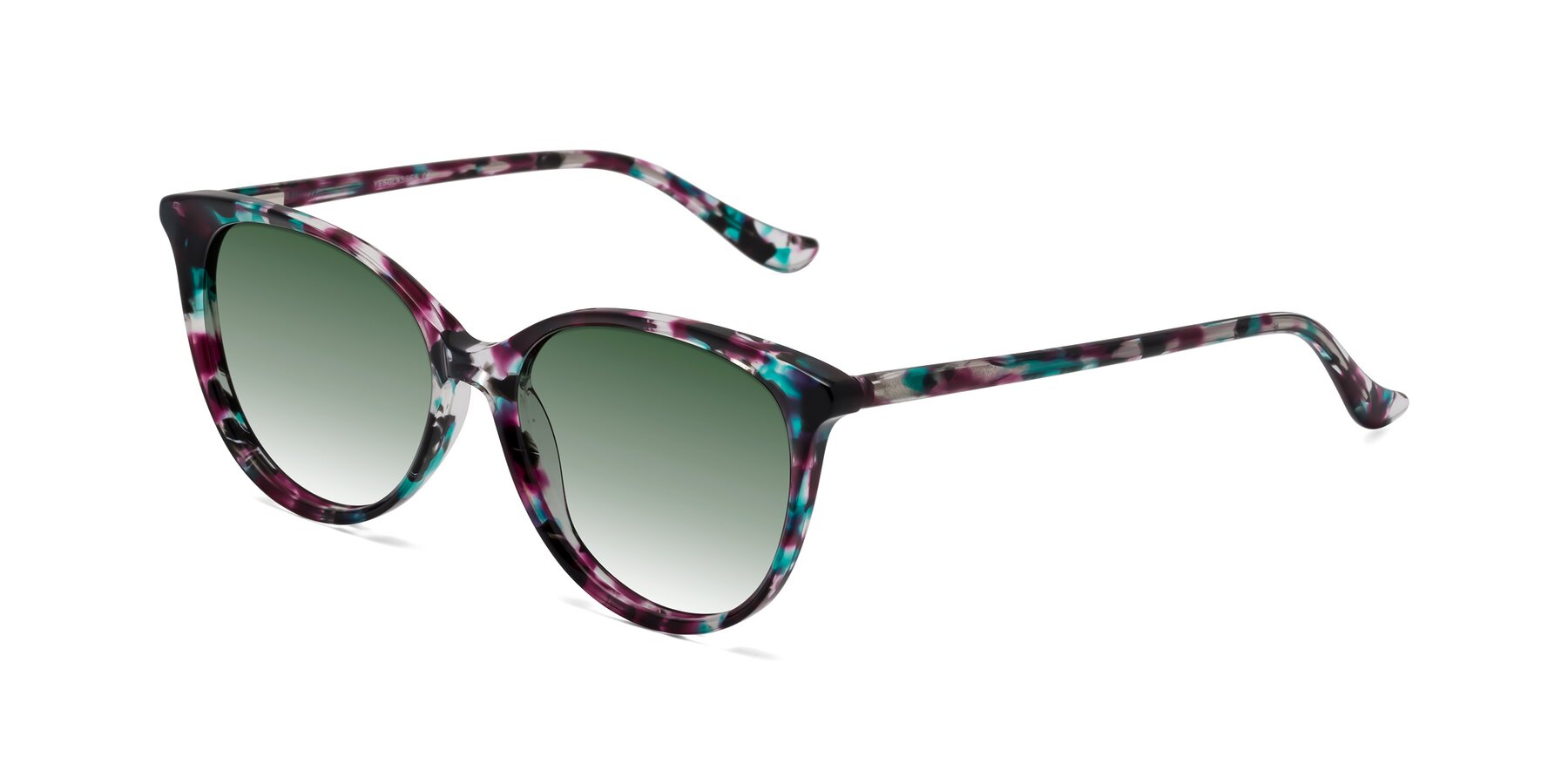 Angle of Maria in Floral Tortoise with Green Gradient Lenses