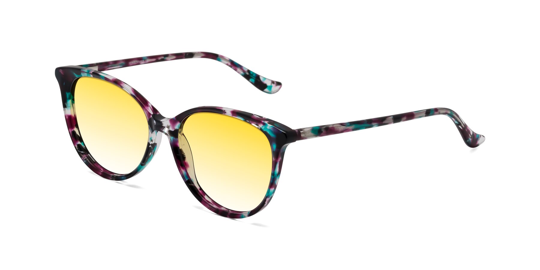 Angle of Maria in Floral Tortoise with Yellow Gradient Lenses