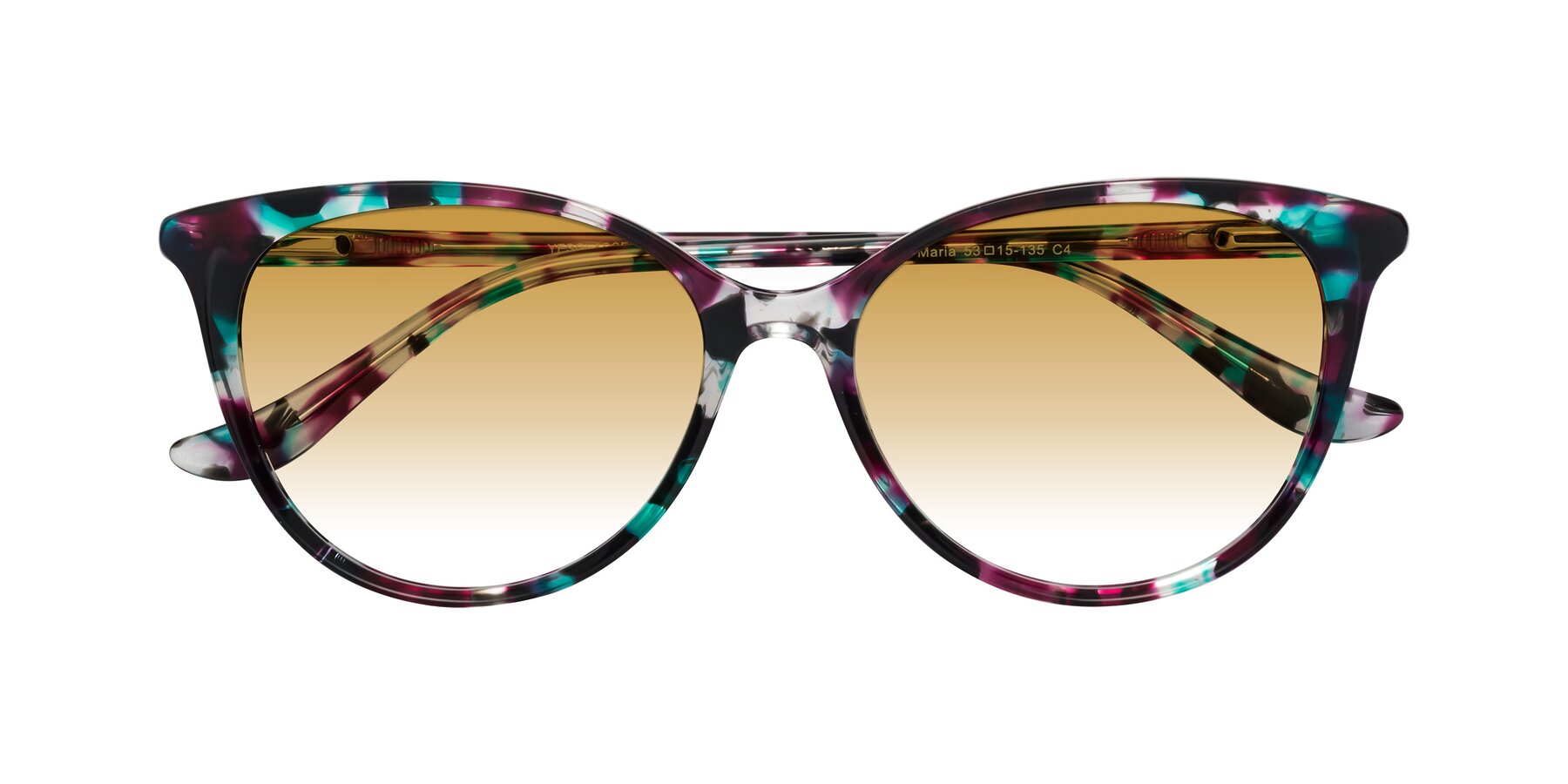 Folded Front of Maria in Floral Tortoise with Champagne Gradient Lenses