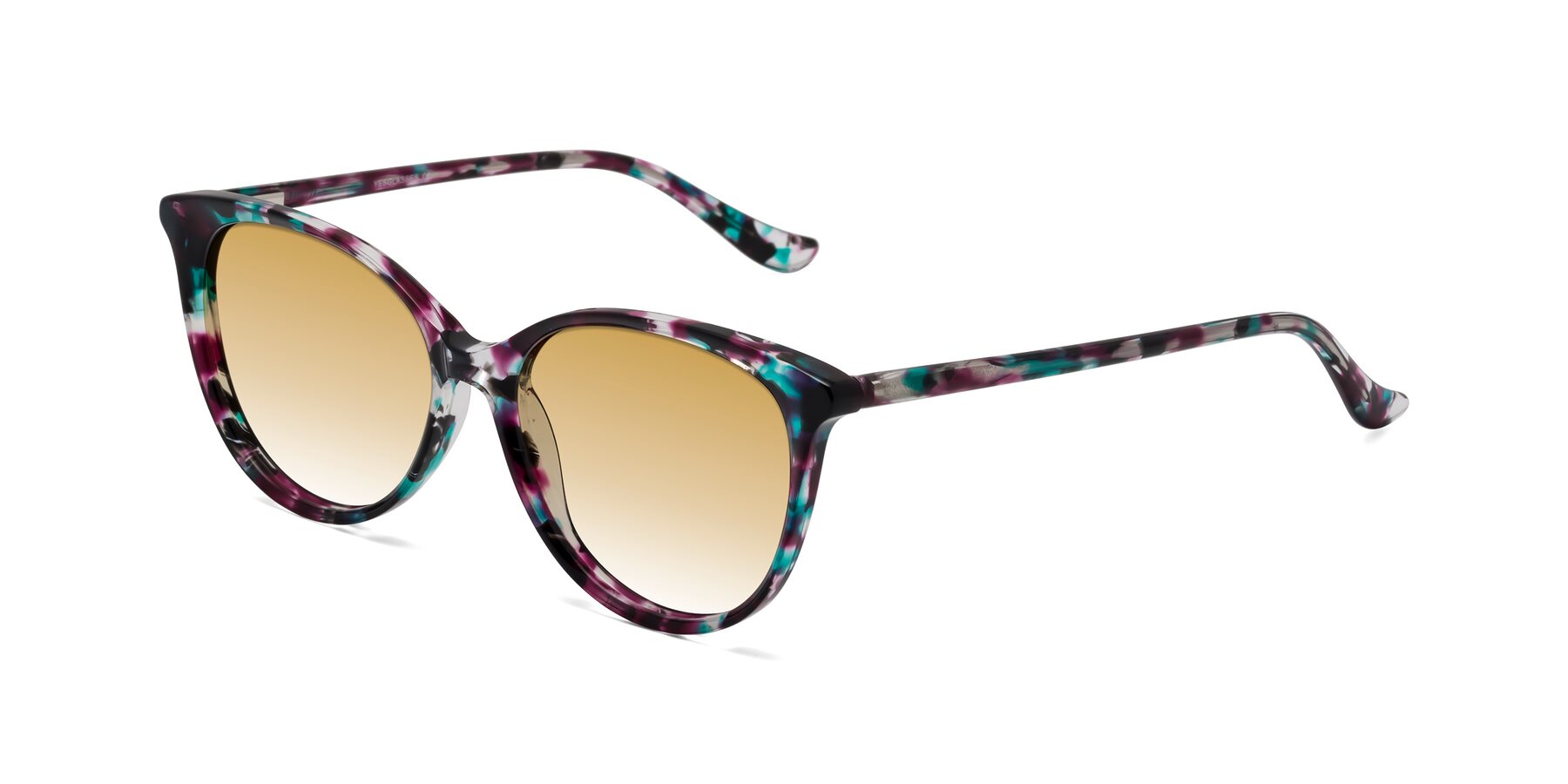 Angle of Maria in Floral Tortoise with Champagne Gradient Lenses