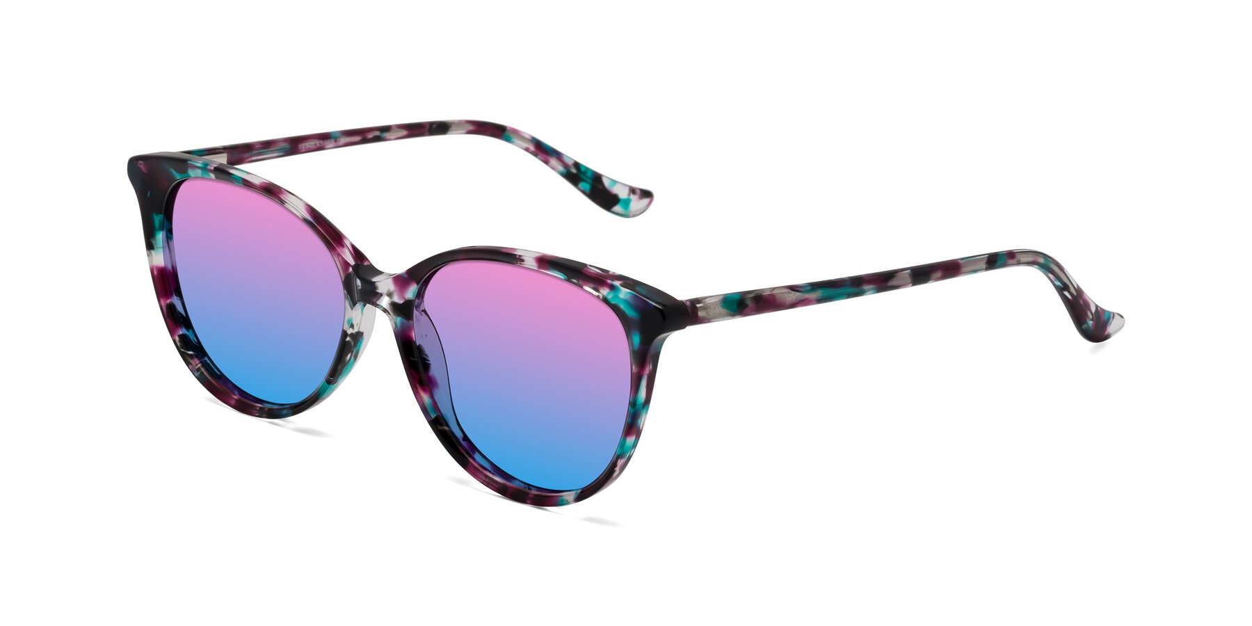 Angle of Maria in Floral Tortoise with Pink / Blue Gradient Lenses