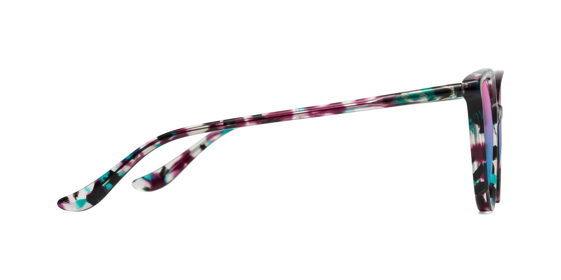 Side of Maria in Floral Tortoise with Pink / Blue Gradient Lenses