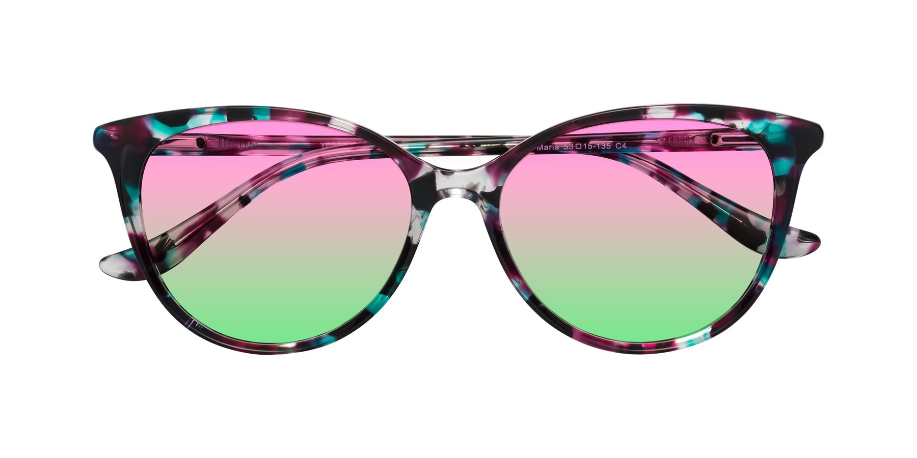 Folded Front of Maria in Floral Tortoise with Pink / Green Gradient Lenses