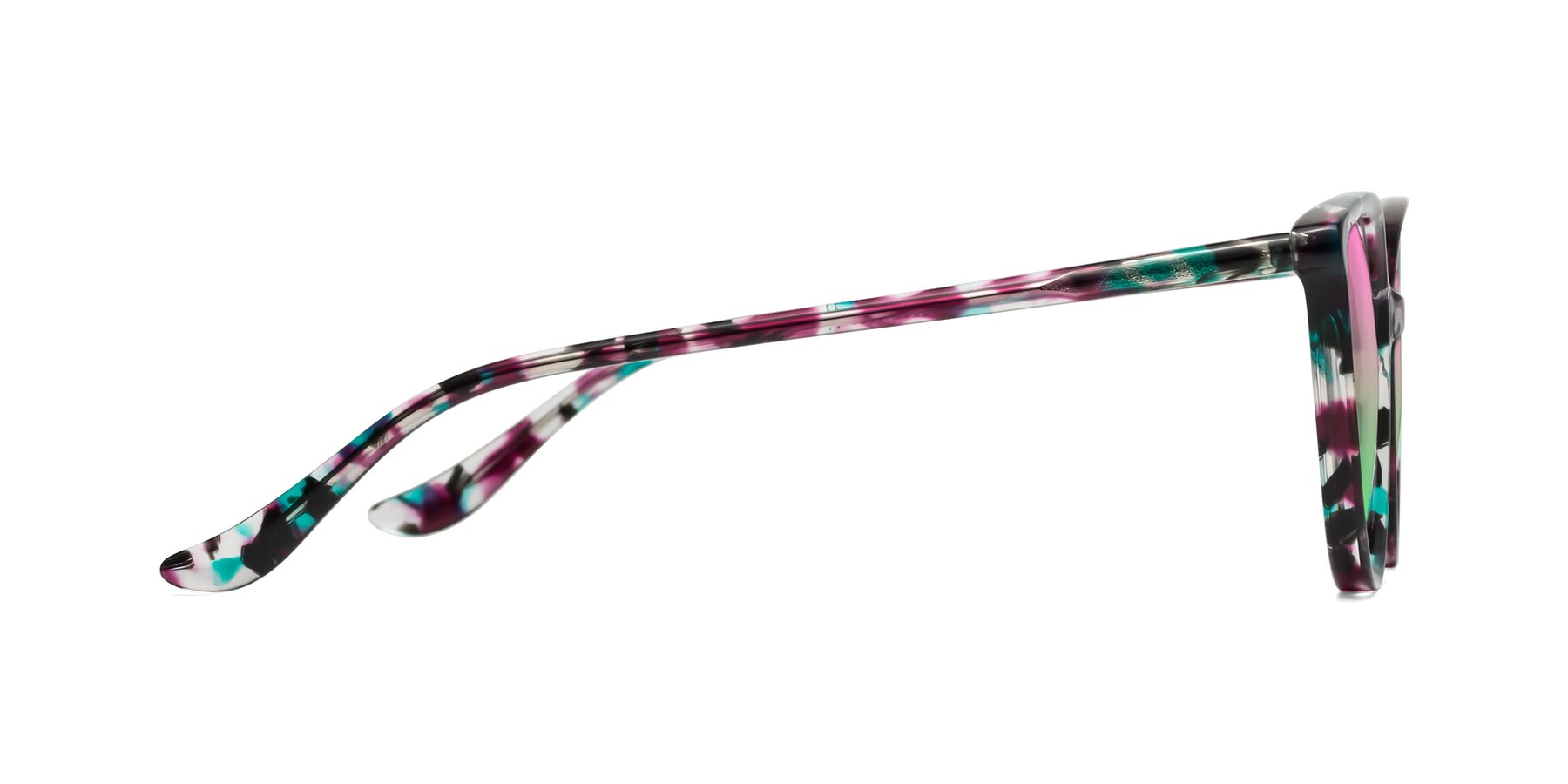 Side of Maria in Floral Tortoise with Pink / Green Gradient Lenses