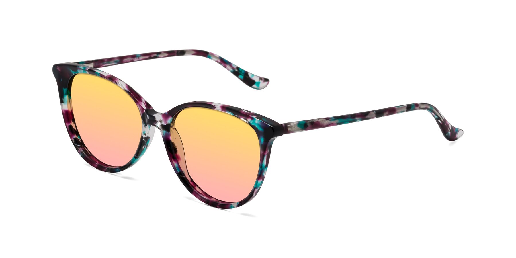 Angle of Maria in Floral Tortoise with Yellow / Pink Gradient Lenses