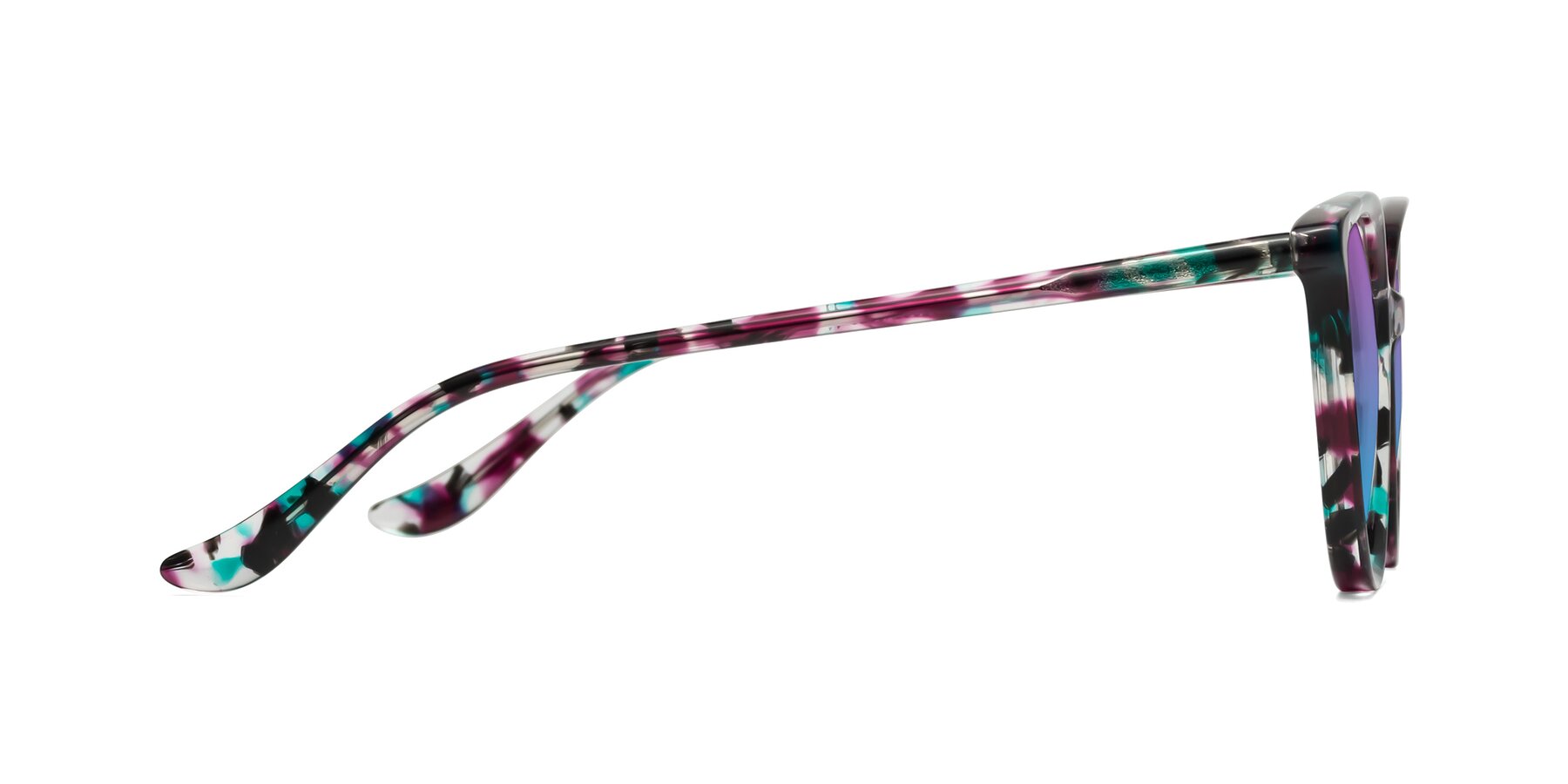 Side of Maria in Floral Tortoise with Purple / Blue Gradient Lenses