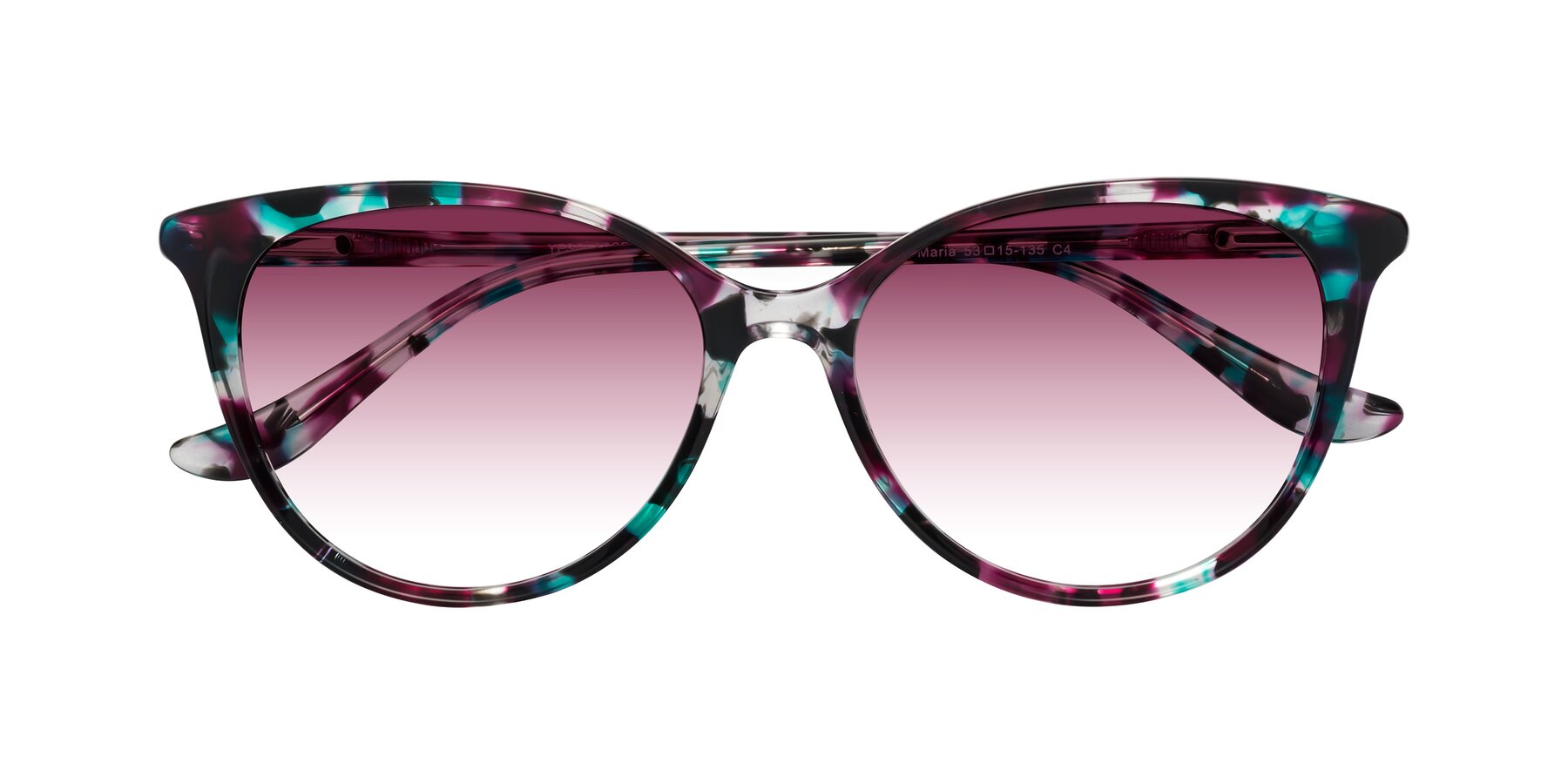 Folded Front of Maria in Floral Tortoise with Wine Gradient Lenses