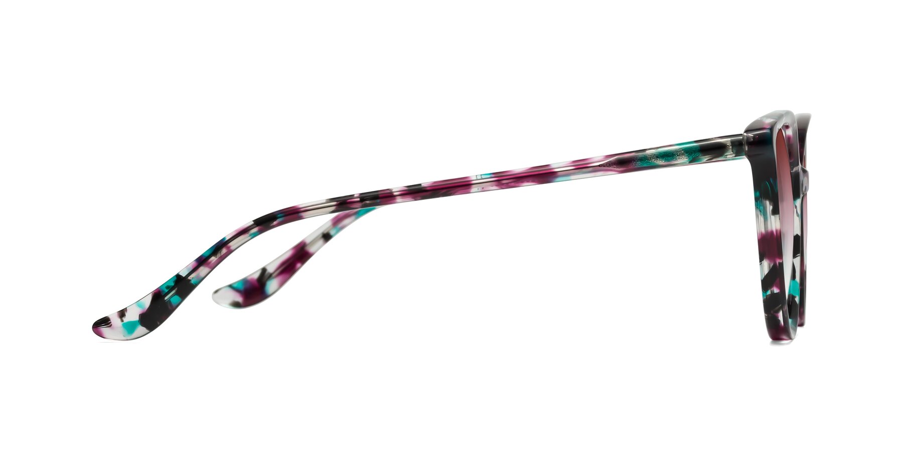 Side of Maria in Floral Tortoise with Garnet Gradient Lenses