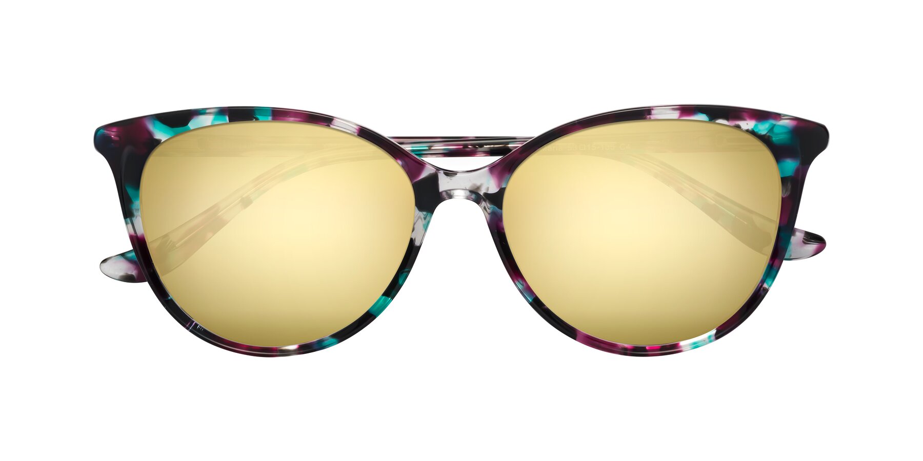 Folded Front of Maria in Floral Tortoise with Gold Mirrored Lenses