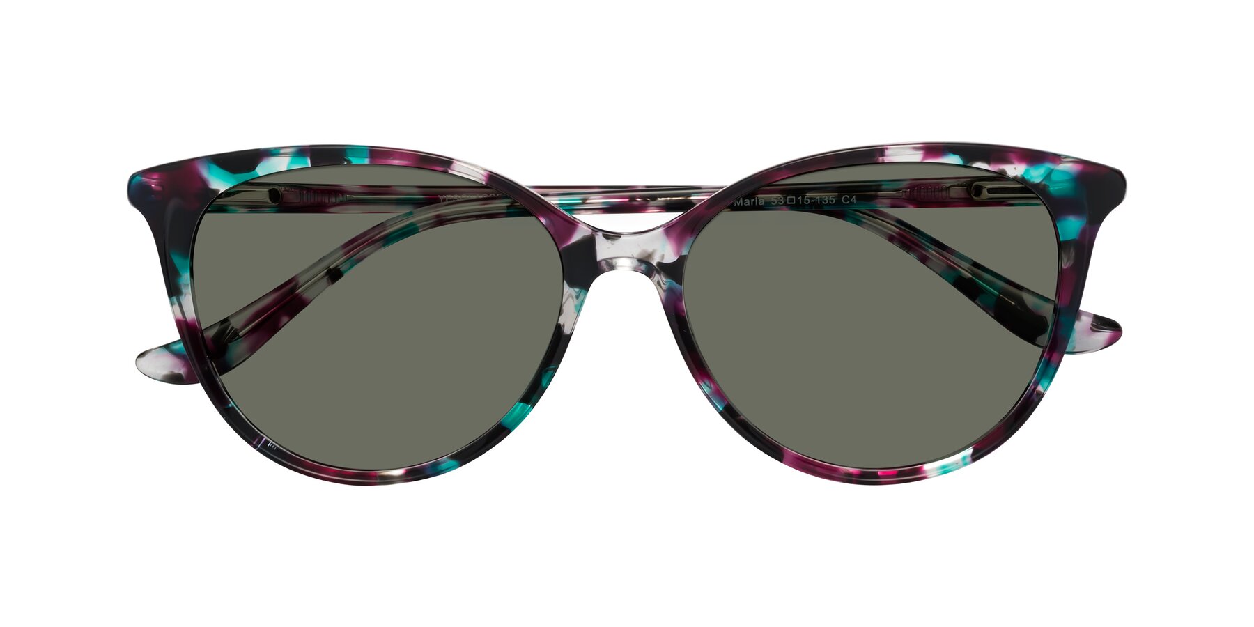 Folded Front of Maria in Floral Tortoise with Gray Polarized Lenses