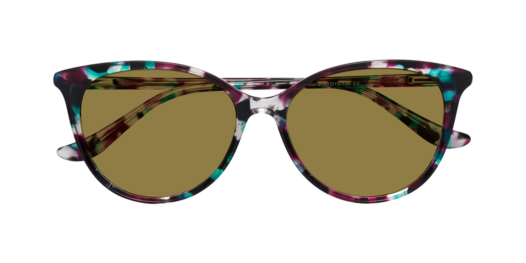 Folded Front of Maria in Floral Tortoise with Brown Polarized Lenses