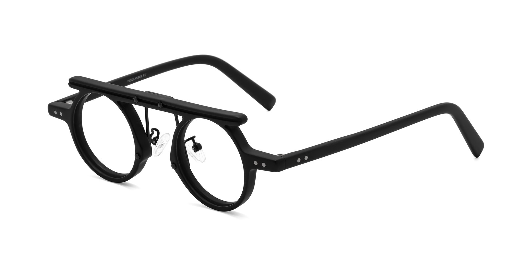 Angle of Deer in Matte Black with Clear Reading Eyeglass Lenses