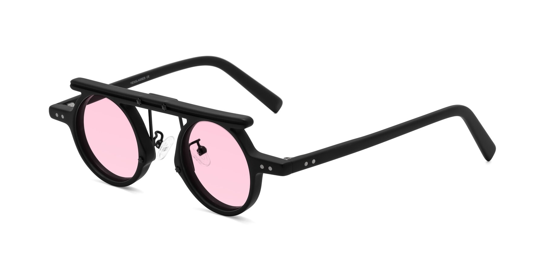 Angle of Deer in Matte Black with Light Pink Tinted Lenses