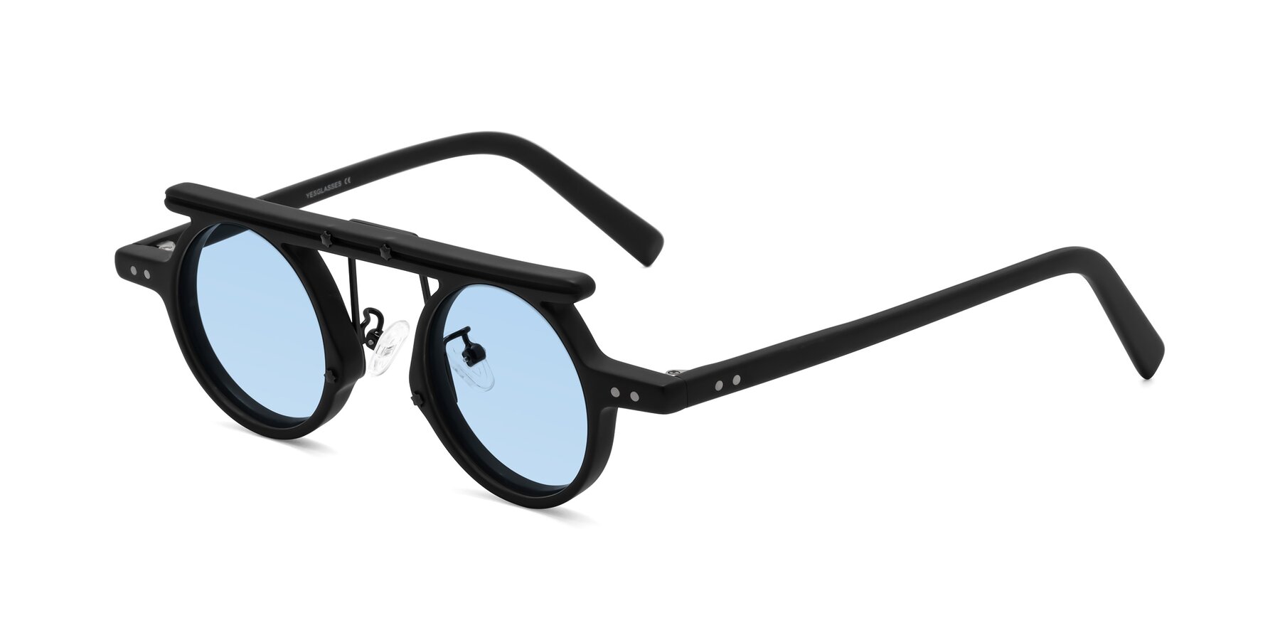 Angle of Deer in Matte Black with Light Blue Tinted Lenses