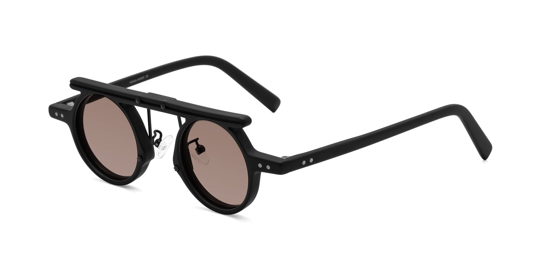 Angle of Deer in Matte Black with Medium Brown Tinted Lenses