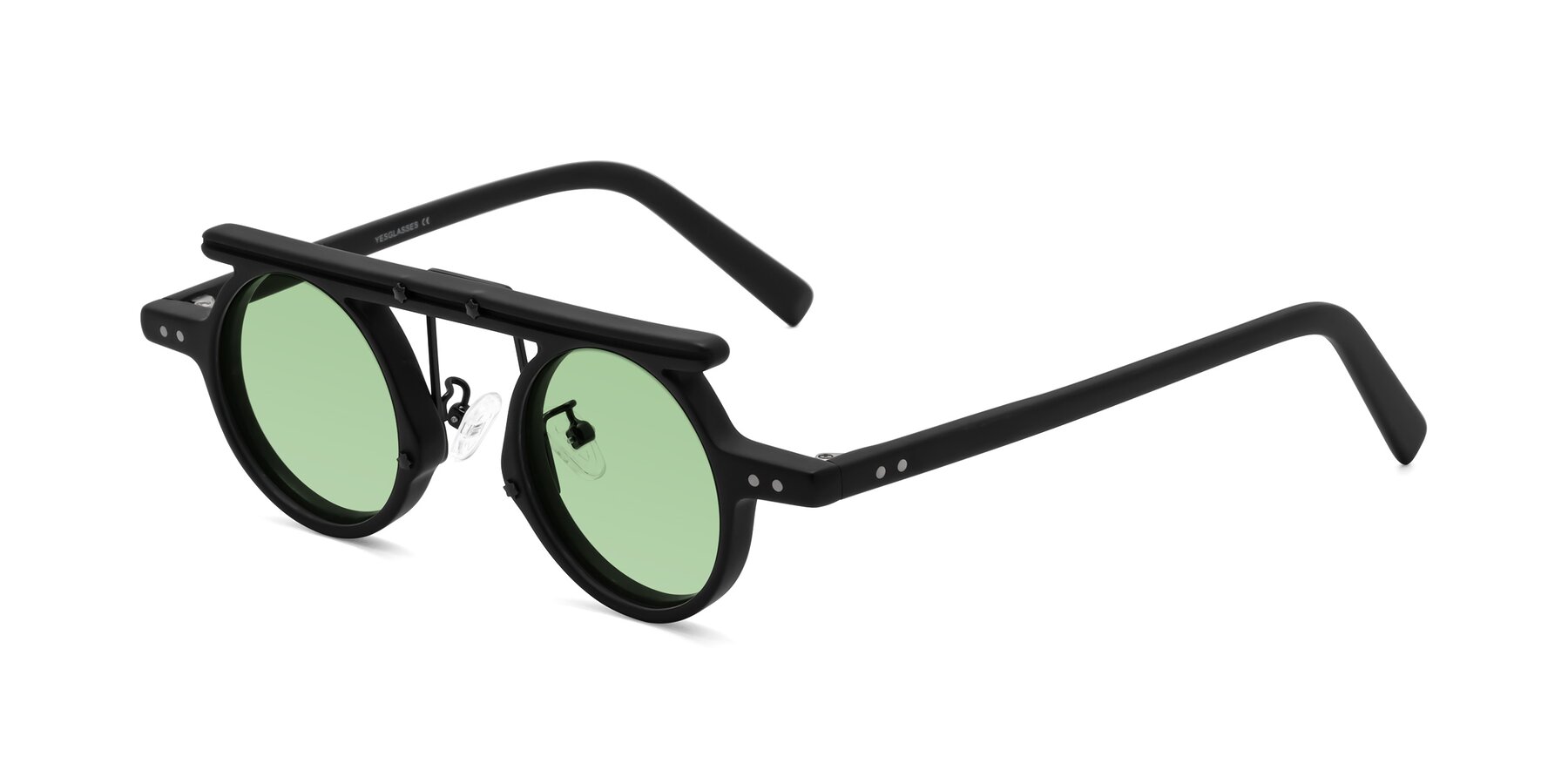 Angle of Deer in Matte Black with Medium Green Tinted Lenses