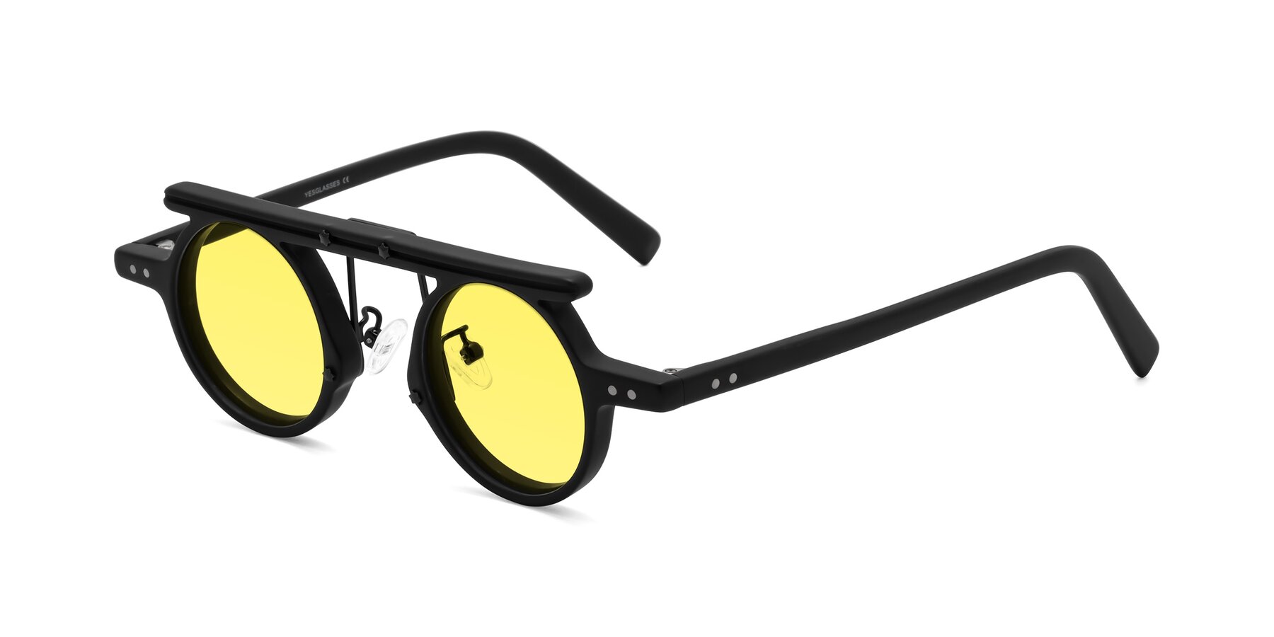 Angle of Deer in Matte Black with Medium Yellow Tinted Lenses