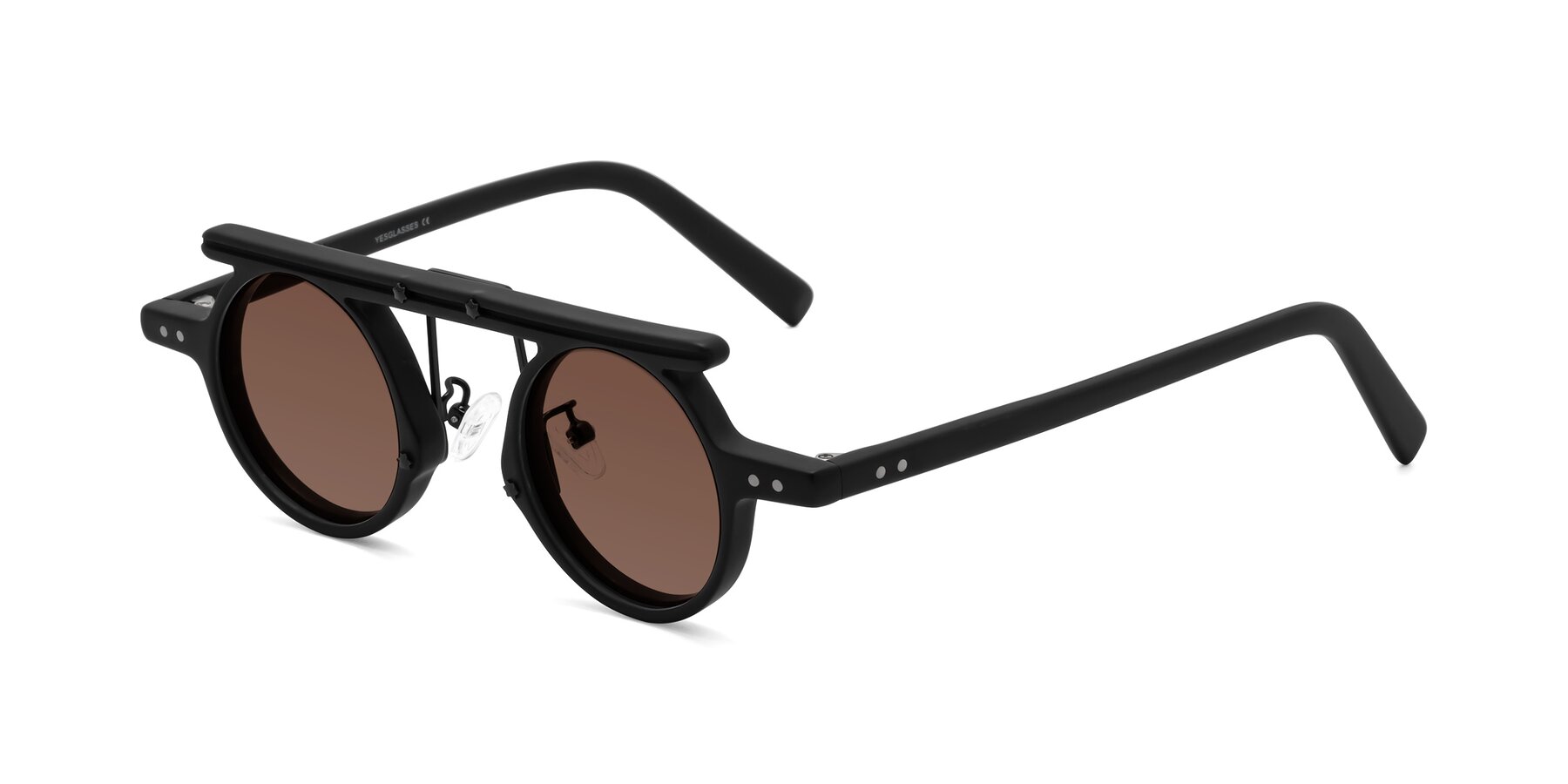 Angle of Deer in Matte Black with Brown Tinted Lenses