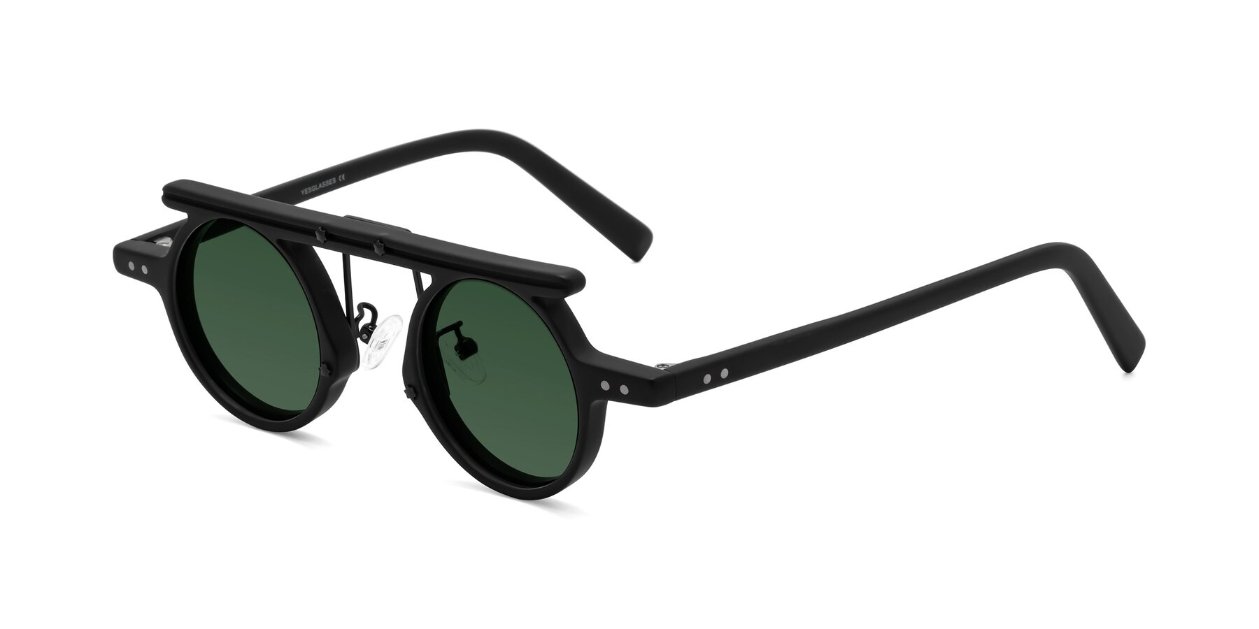 Angle of Deer in Matte Black with Green Tinted Lenses