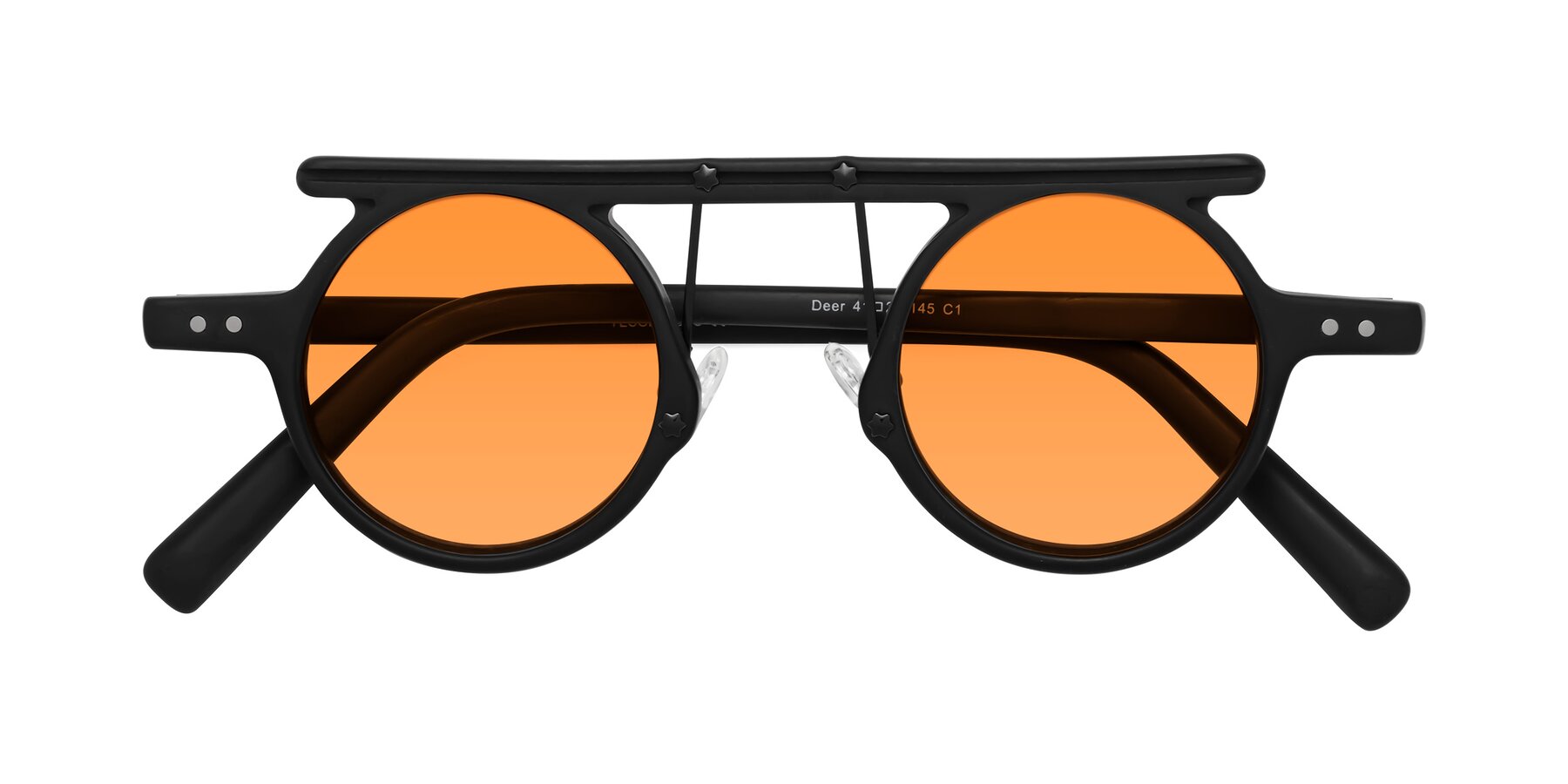 Folded Front of Deer in Matte Black with Orange Tinted Lenses