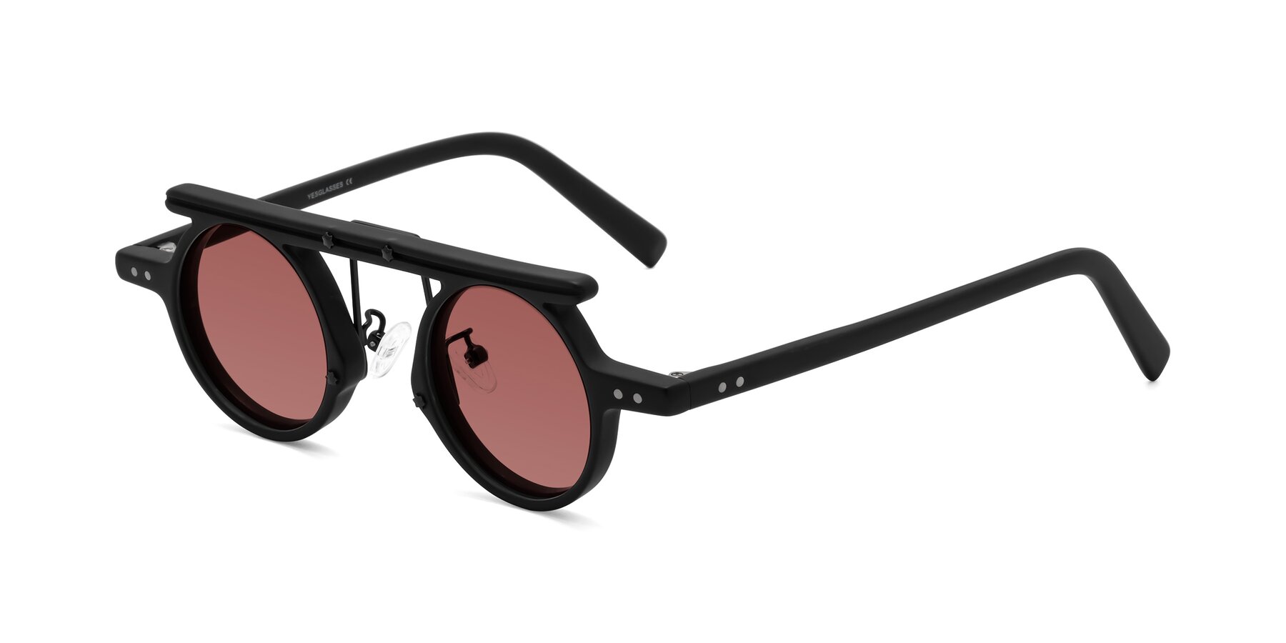 Angle of Deer in Matte Black with Garnet Tinted Lenses