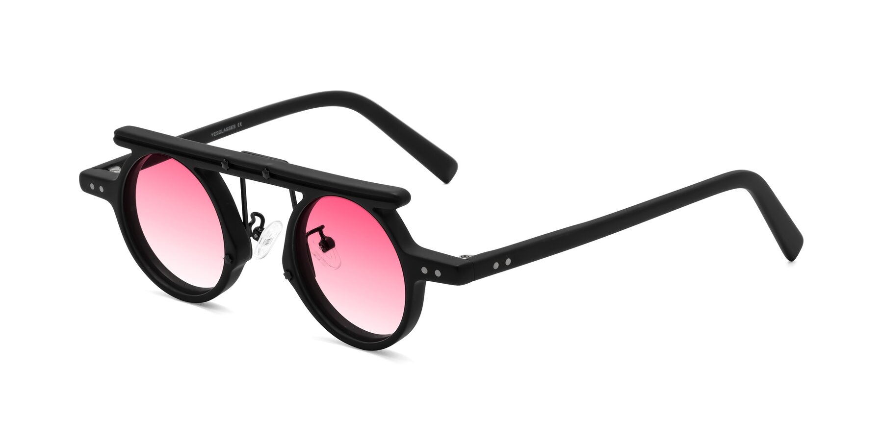 Angle of Deer in Matte Black with Pink Gradient Lenses