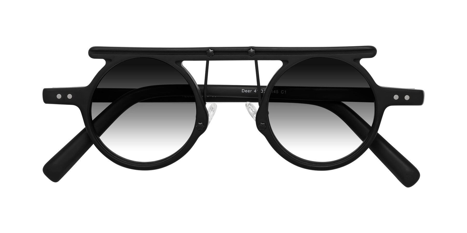 Folded Front of Deer in Matte Black with Gray Gradient Lenses