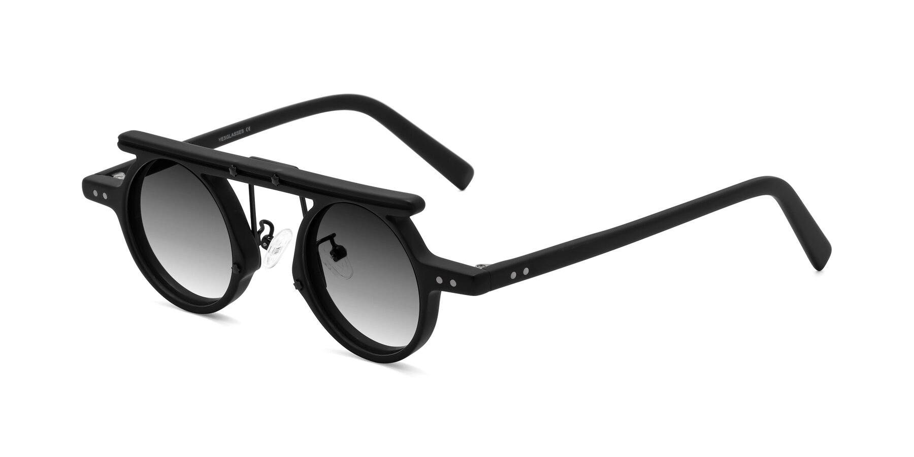 Angle of Deer in Matte Black with Gray Gradient Lenses