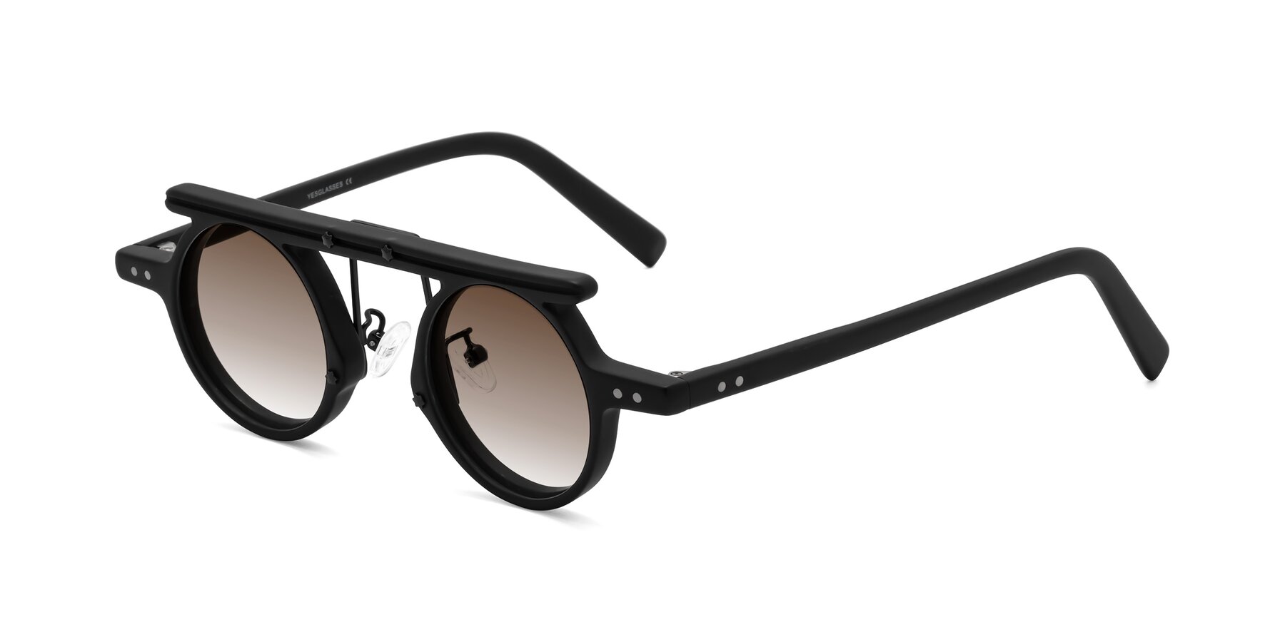 Angle of Deer in Matte Black with Brown Gradient Lenses