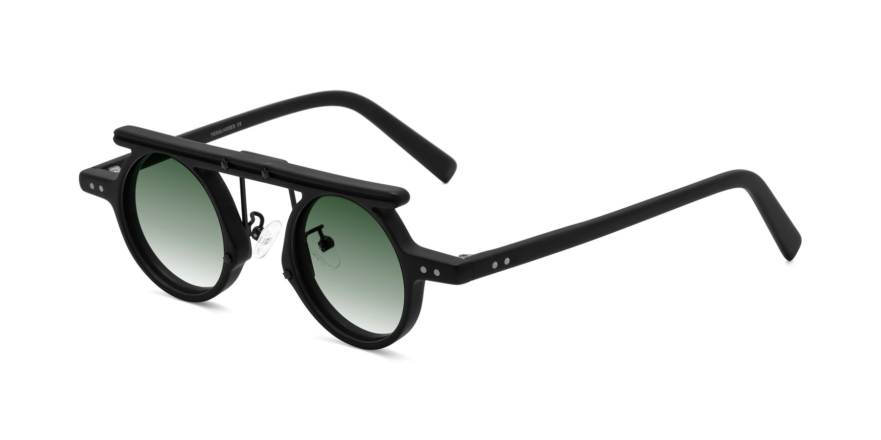 Angle of Deer in Matte Black with Green Gradient Lenses