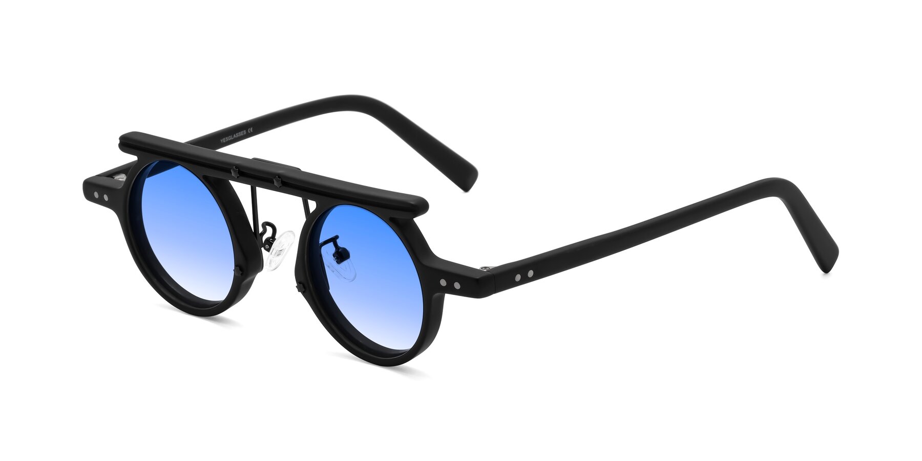 Angle of Deer in Matte Black with Blue Gradient Lenses