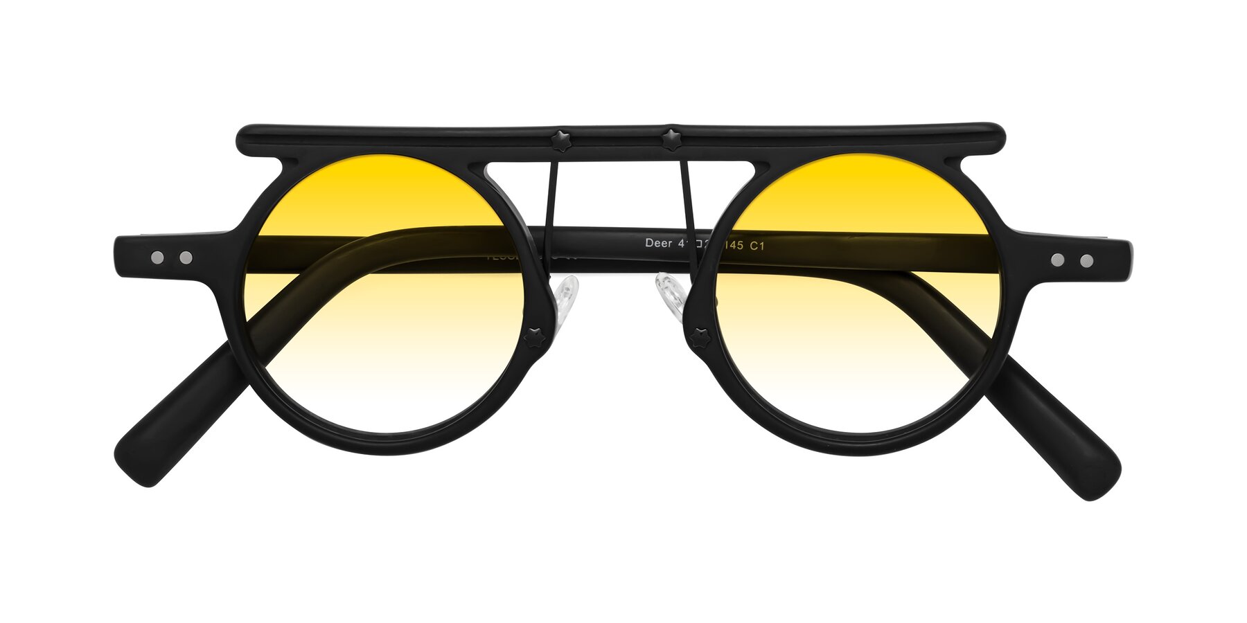 Folded Front of Deer in Matte Black with Yellow Gradient Lenses