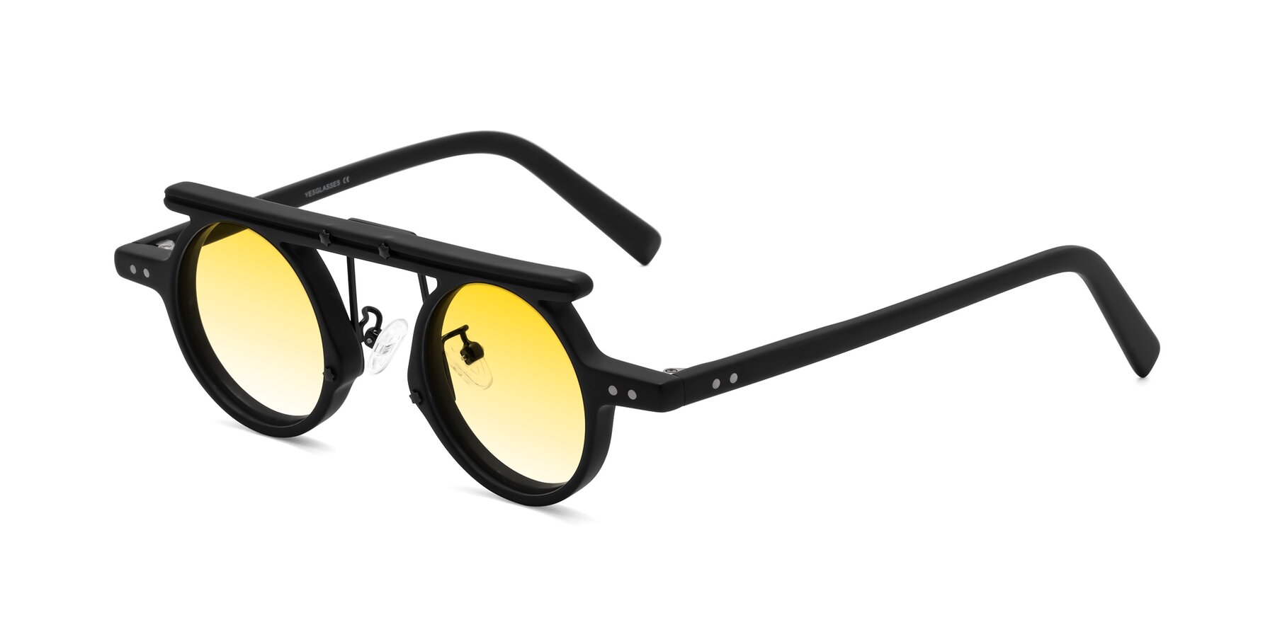 Angle of Deer in Matte Black with Yellow Gradient Lenses