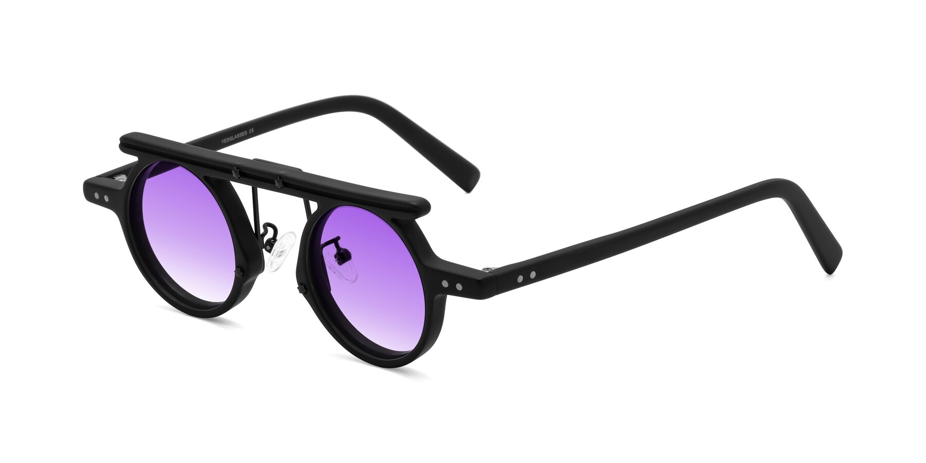 Angle of Deer in Matte Black with Purple Gradient Lenses