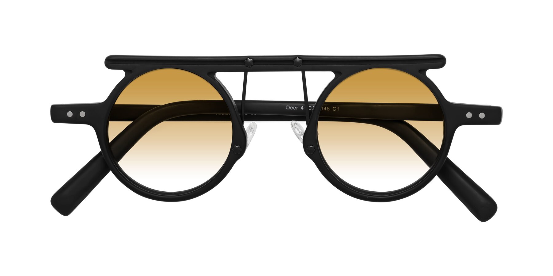 Folded Front of Deer in Matte Black with Champagne Gradient Lenses