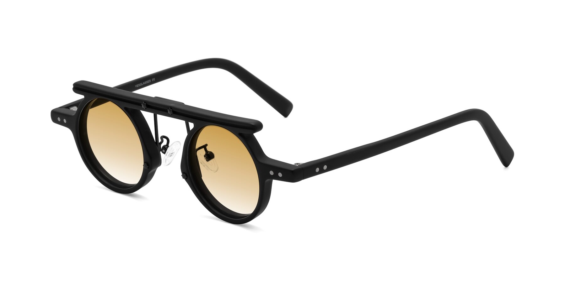 Angle of Deer in Matte Black with Champagne Gradient Lenses